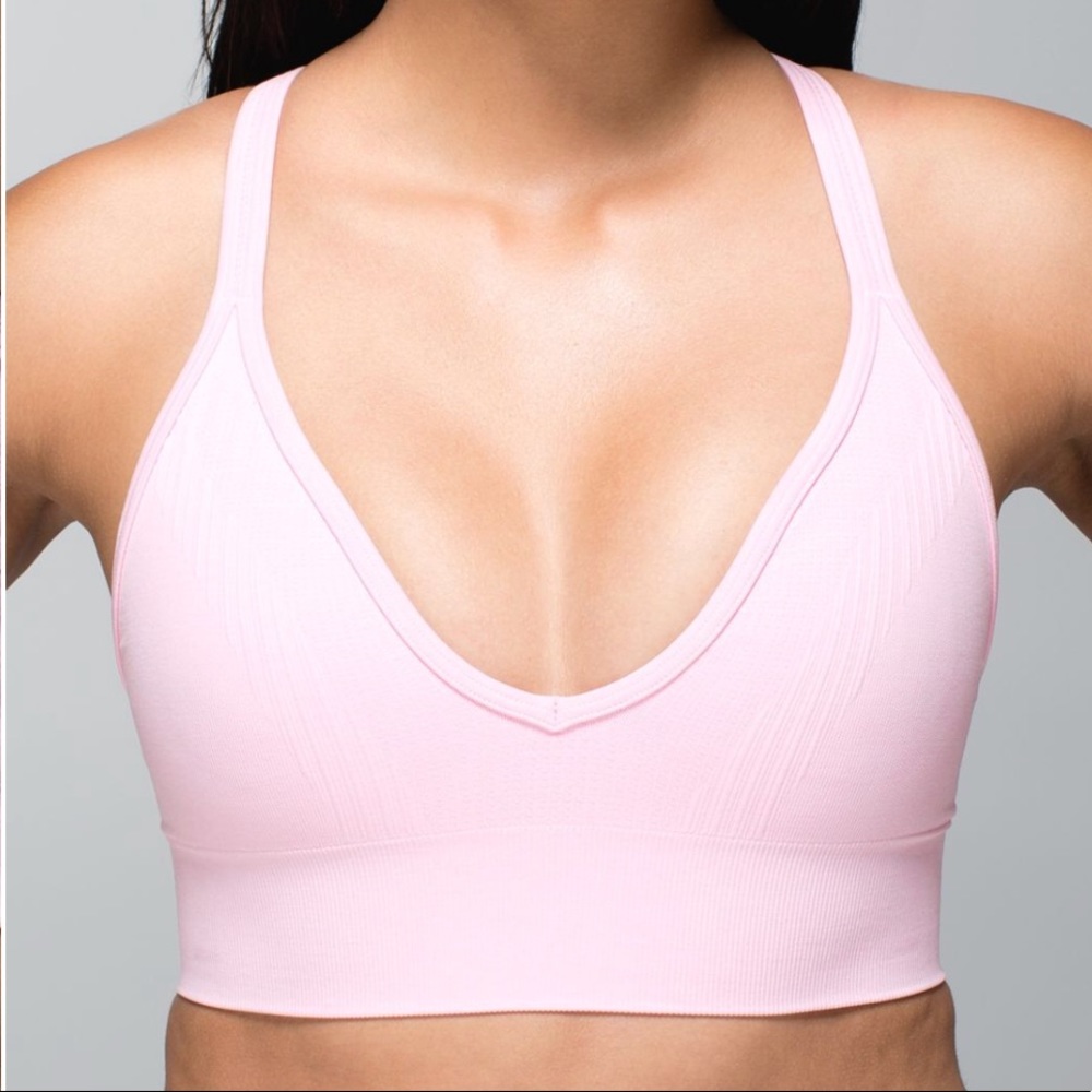 Lululemon Seamlessly Plunge Bra Heathered Rose Bud